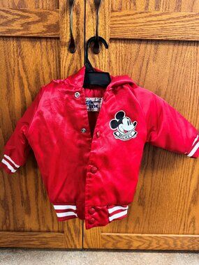 Vintage Chalk Line DISNEY BABIES Mickey Mouse Satin Snap Jacket